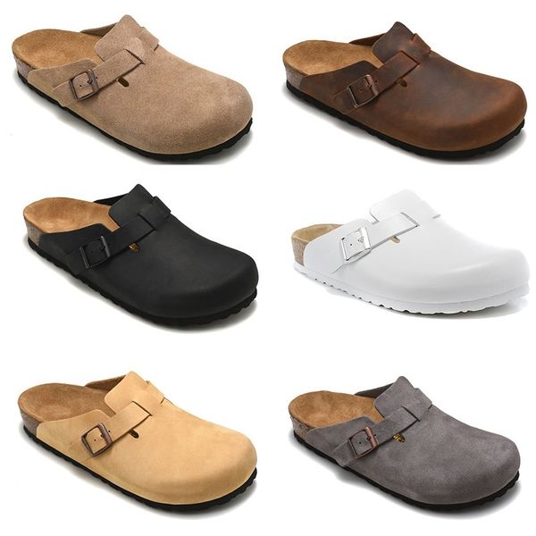 

boston clog designer sandals soft clogs mens womens retro summer shoes leather brown black flat heels sandale scuffs slides sliders