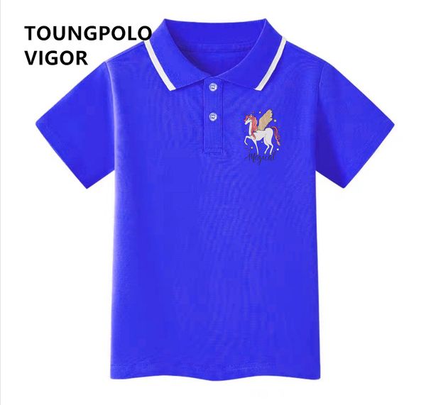 

toungpolo vigor unicorn customized printing polo for children design t-shirt short sleeve school uniform team competition kids clothes, Blue