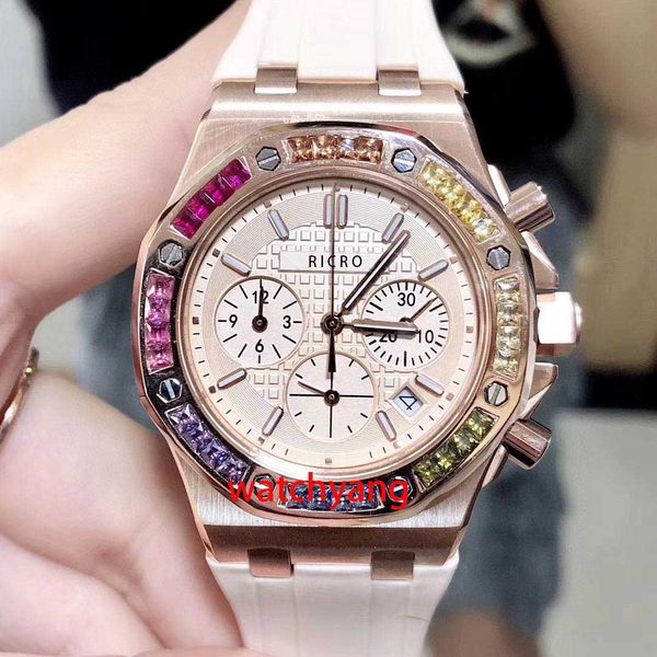 

women watch quartz movement watches 37mm case with diamonds lady business wristwatches montre de luxe strap adjustable, Slivery;golden