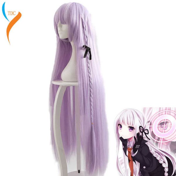 

cosplay wigs game danganronpa trigger happy havoc wig kyouko cosplay wig role play anime cosplay purple 100cm length wig j230427, Black