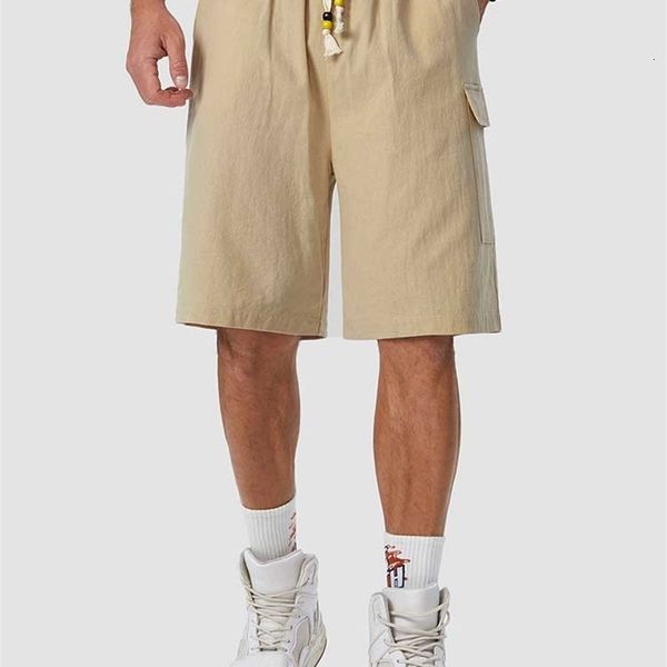 

men's shorts casual shorts for men solid mid-waist drawstring knee length cotton shorts summer streetwear straight bottoms z5084051 230, White;black