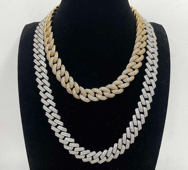 

s925 silver 6-18mm wide hip hop cuban chain moissanite diamond 2 rows mans jewelry necklace link chain