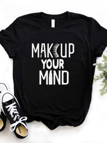 

men t shirt makeup your mind eyelash print tshirt men short sleeve o neck loose t-shirt ladies causal tee shirt, White;black