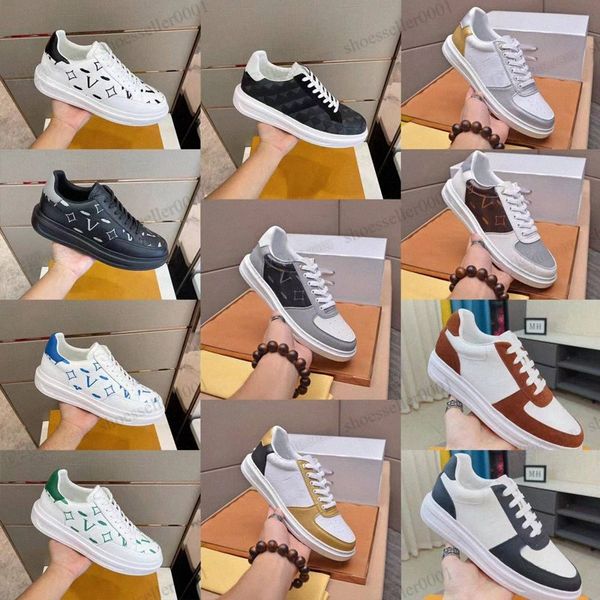 

2023 beverly hills designer italy brand luxury shoes for men women fashion embossed grained calf leather platform runner trainers sneakers l, Black