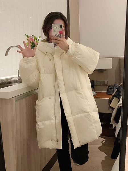

leather syiwidii winter jacket women puffer bubble coat oversized loose long outerwear with hood korean fashion 2021 new parkas, Black