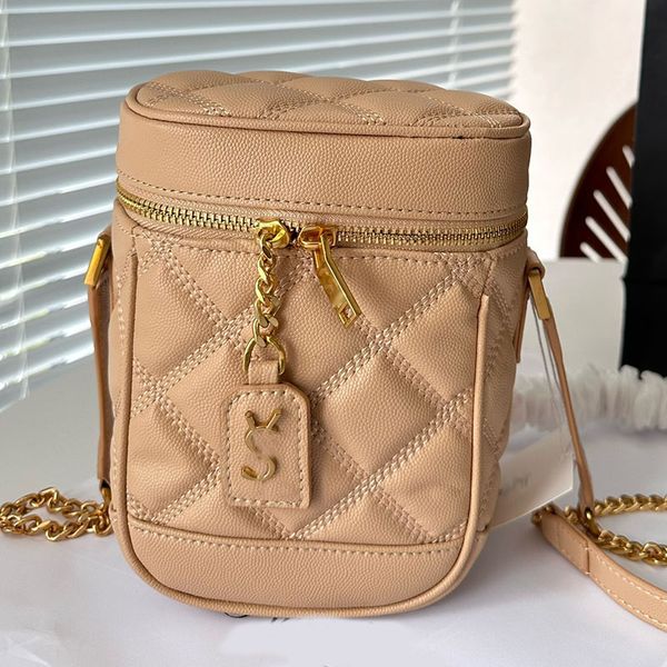 

luxury women designer vanity box bag caviar calfskin leather vintage cosmetic case purse gold metal hardware shoulder handbag adjustable lea