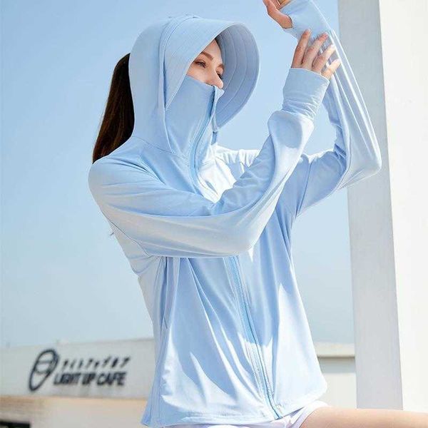 

ice silk jackets sun protection clothing womens summer hooded uv, Black;brown