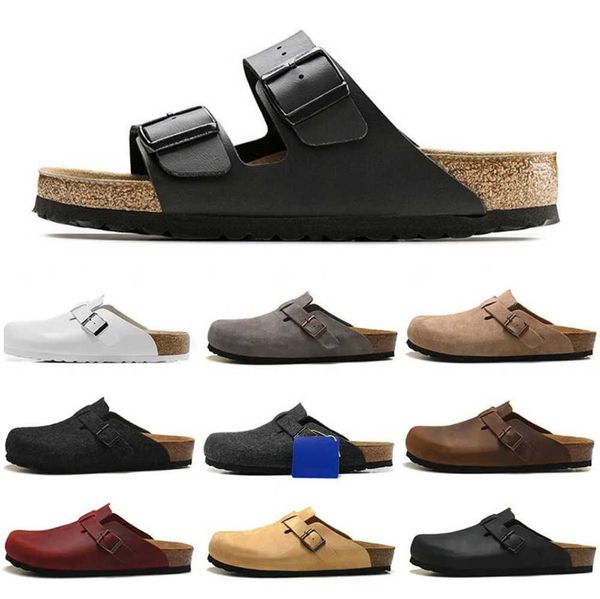 

sandals boston clog men women designer birks slippers leather bag head pull cork flats mules woody loafers for slipper brown black slides mo