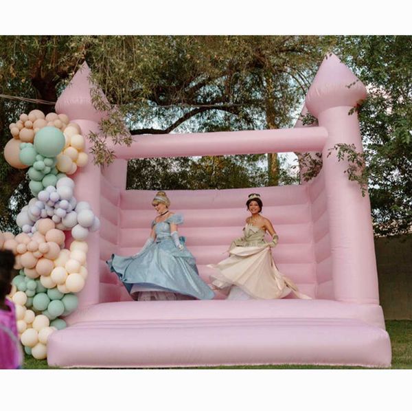 

8x8ft commercial inflatable pink bounce house full pvc wedding bouncy castle jumping bed kids audits jumper white for fun inside outdoor wit