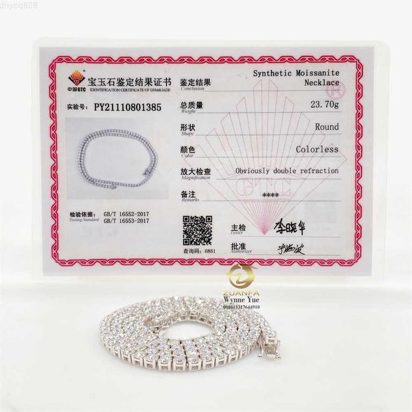 

high-end custom iced out moissanite diamond 10k real solid gold tennis necklace chain, Silver