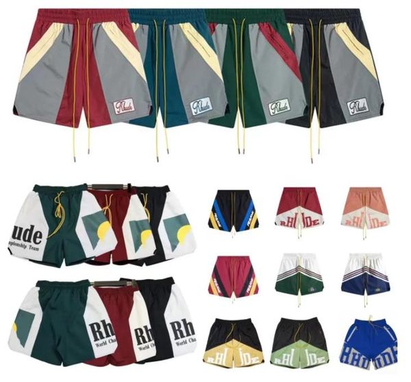 

rhude summer high street lettered drawstring 3m reflective hip-hop casual pants beach cropped shorts hipster, White;black