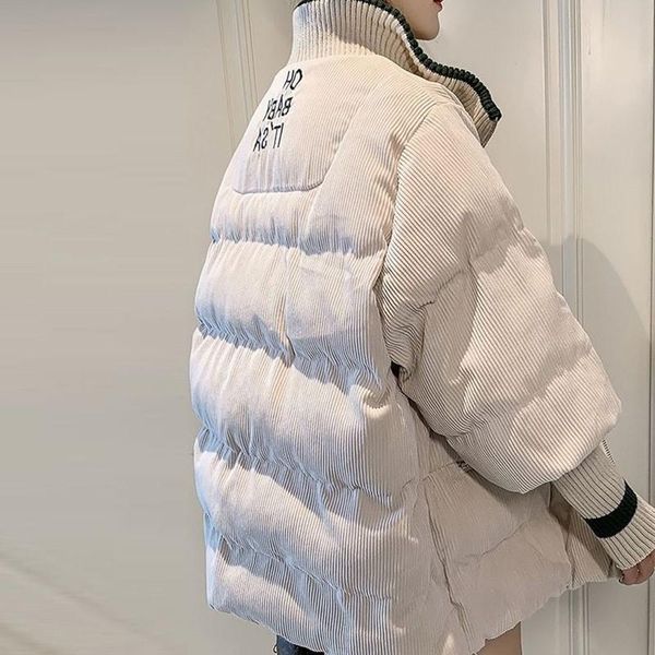 

leather new winter jacket womens down parka coats female long sleeve warm down cotton jacket coat, Black