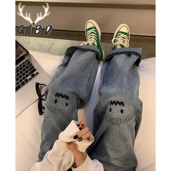 

jeans plus size damskie jeansy wysokiej talii proste workowate modne spodnie streetwear harajuku vintage casual kobiece spodnie szerokie, Blue
