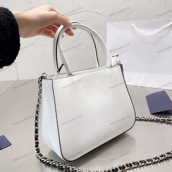 

Top Designer Leather Shoulder Bags Handbag Solid Color Zipper Fashion Chain CrossBody Women Luxury Shopping Bag Triangle Letter Messenger Bag Handbags, White