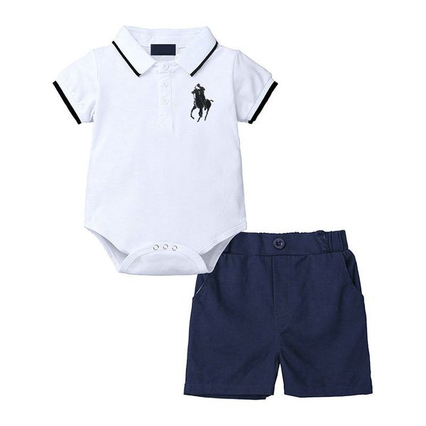 

summer clothing sets boy short sleeve suit shirt lapel jumpsuit shorts baby gentleman suit, White