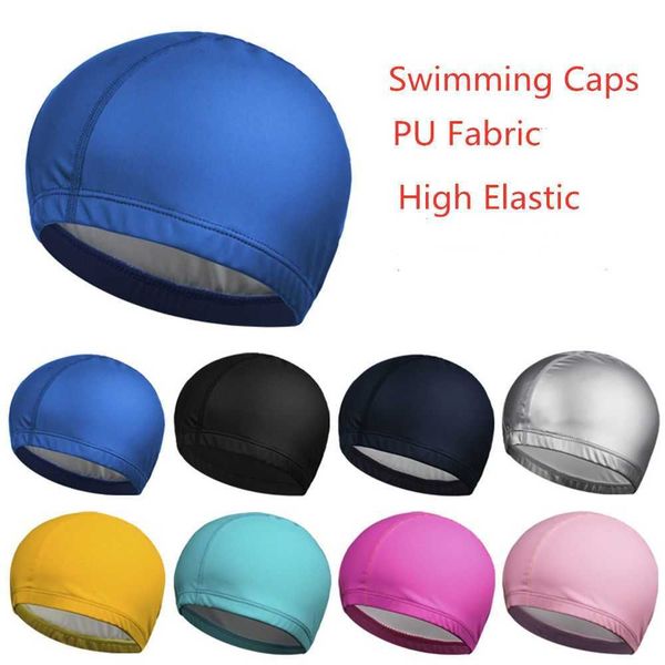 

swimming caps adultskids swimming caps high elastic waterproof pu protect ears sports swim pool hat swimming cap swimming j230502