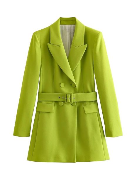 

pants zxqj women 2023 fashion with belt solid color front button fitted blazer coat vintage long sleeve flap pockets outerwear, White