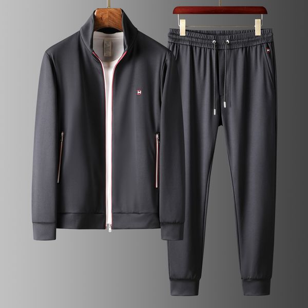 

men's tracksuits high-end spring and autumn stand collar sports and leisure suit handsome versatile men's clash color zipper slim, Gray