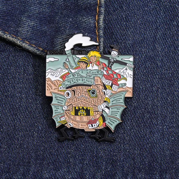 

howl sophie enamel pins custom castle brooches lapel badges cartoon calcifer movie jewelry gift for kids friends, Blue