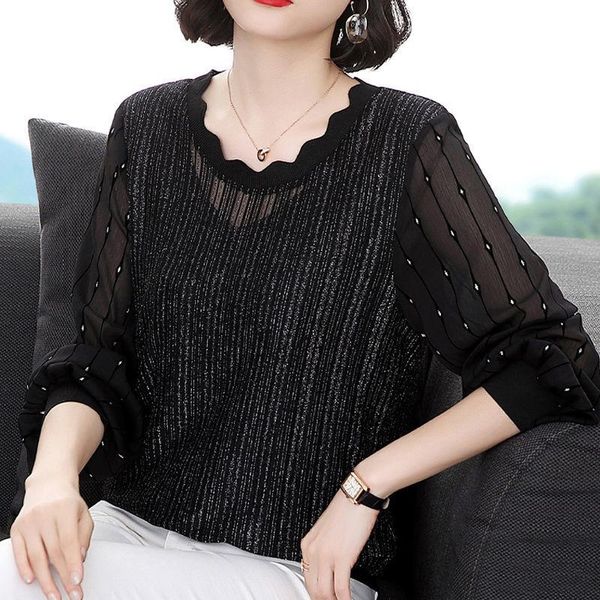 

t-shirt new middleaged mother's bottoming shirt fashion female spring and autumn womens long sleeve pullover shirts, White