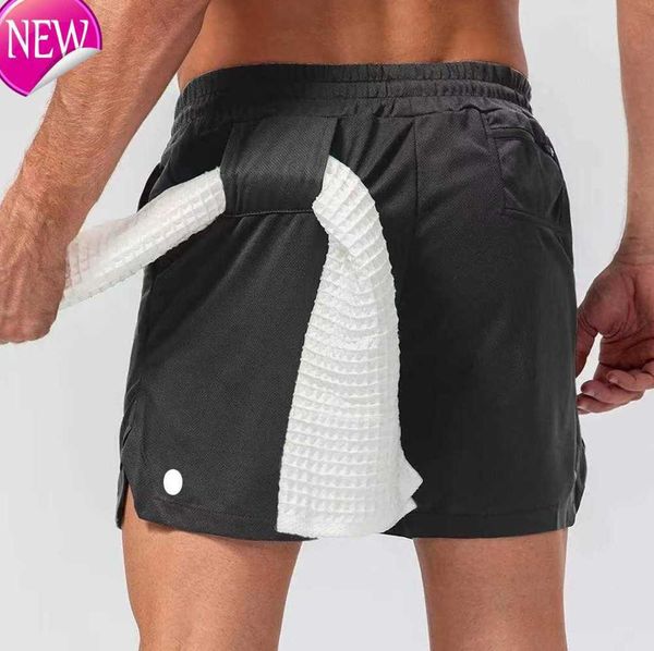 

lululemens women's tracksuits men yoga shorts mens camo breathable gym pants with towel buckle loose casual running lulus short lemon l, Gray
