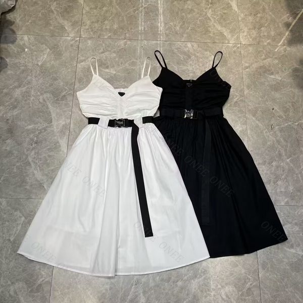

suspender dress designer triangle black and white dress women's casual long skirt, Black;gray