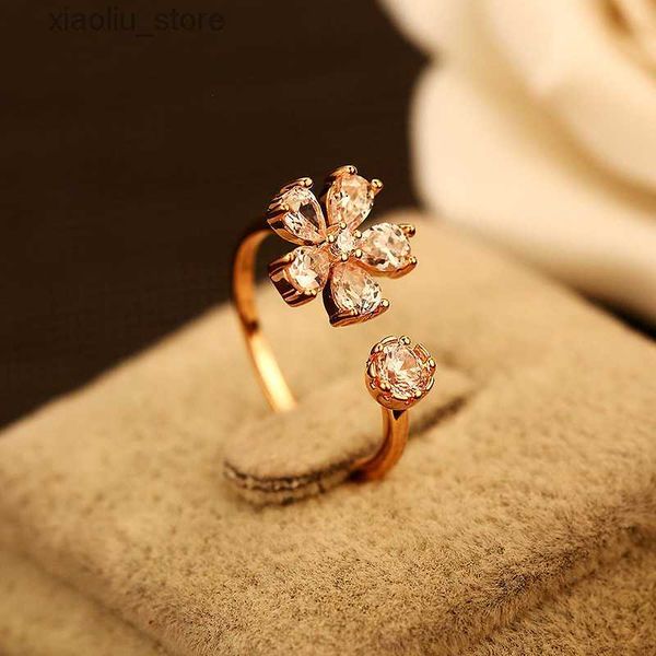 

band rings creative design fashion zircon plum temperament female ring micro-inlaid zircon personalized luxury ring 18k gold plated hypoalle, Silver