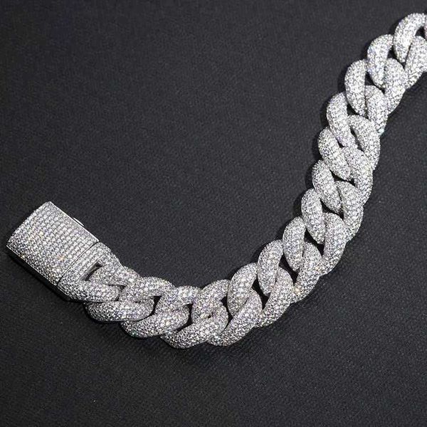 

hip hop white gold plated silver cuban chain jewelry moissanite diamond link chain necklace