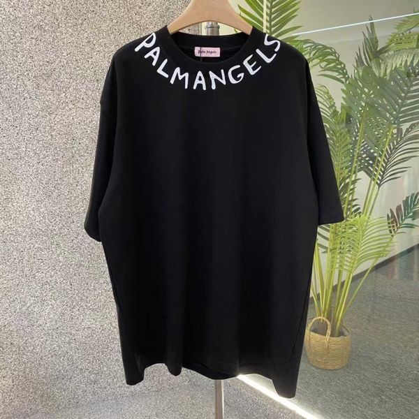 

designer fashion clothing pa tees tshirts palmes angels summer new large round neck letter print half sleeve t-shirt for men women's co, White;black