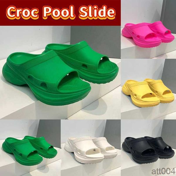 

fashion paris slippers shoes paris croc pool slide sandals green black white pink yellow women men platform rubber slides luxury summer beac