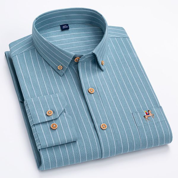 

men's casual shirts size ~7xl 100% pure cotton oxford men's striped plaid shirts male casual long sleeve shirt for men button up, White;black