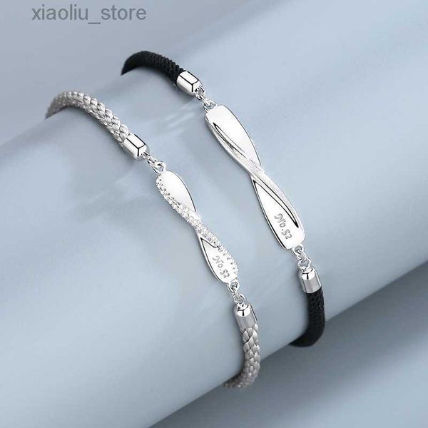 

charm bracelets designer jewelry bracelet couple s925 sterling silver bracelet ins men and women's alphabet braided hand rope love gift, Golden;silver