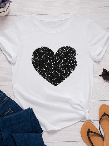 

black heart print t shirt men short sleeve o neck loose tshirt summer men causal tee shirt camisetas, White;black