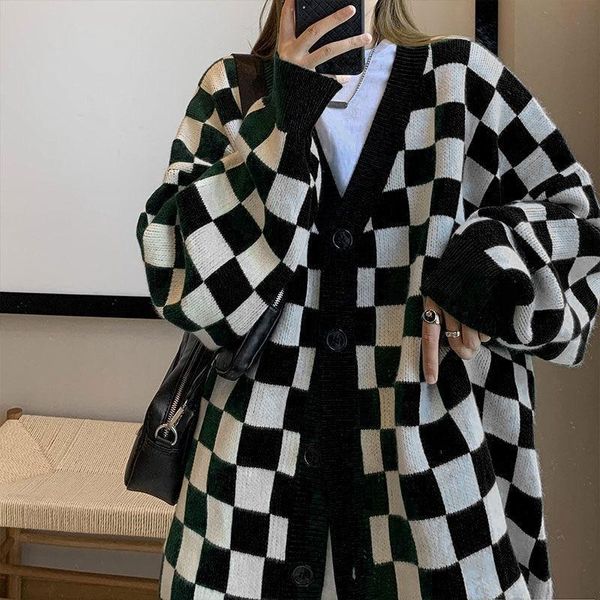 

sweaters deeptown korean fashion plaid cardigan sweater women japanese style oversized vneck knitted jumper female vintage autumn coats, White;black