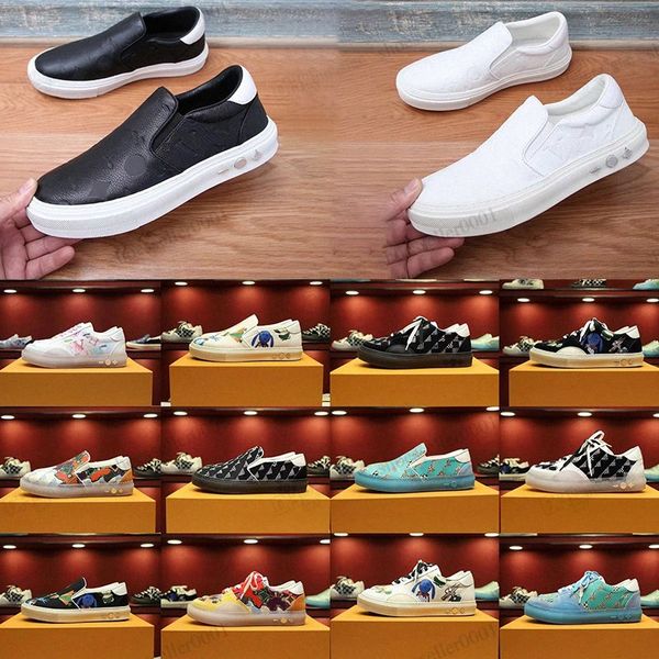 

luxury ollie richelieu leather designer casual shoes printed one legged lazy man canvas shoes for women men fashion able flat bottom comfort, Black