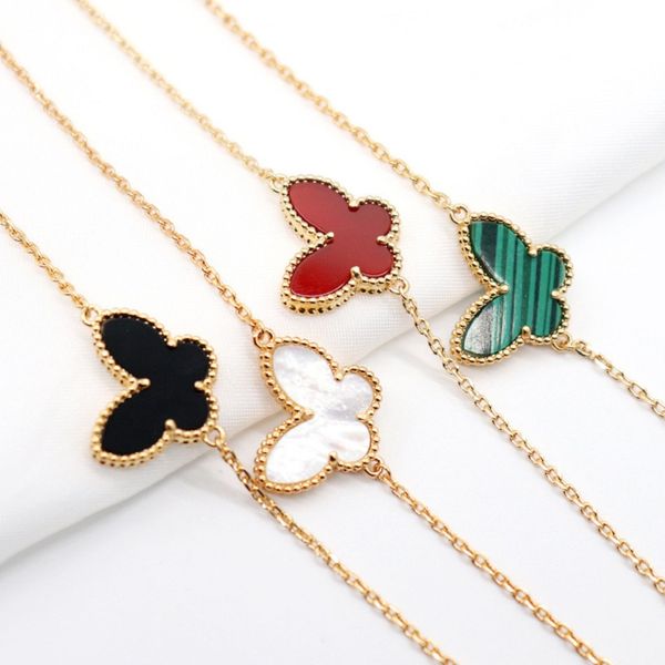 

designer jewelry butterfly bracelet luxury elegant van clover bracelets brand pure 925 sterling silver jewelry for women mother of pearl wed, Golden;silver