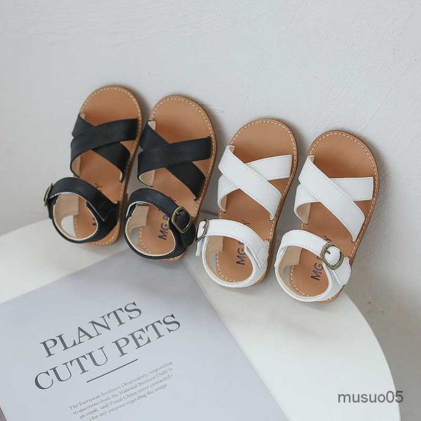 

2022 fashion cross-tied sandals for girls cool beach slids kids shoes boys classic black white child footwear school shoe f02092, Black;red