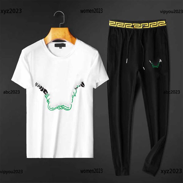

man tracksuits summer short sleeve set sportswear 2pcs size -3xl character avatar design t-shirt and pants new arrival may03, Gray