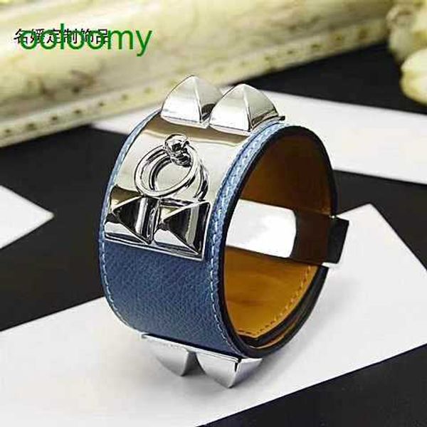 

hemres designer bracelet netizen punk style bracelet cowhide h home enamel korean rivet wide leather rope hand cc9j, Black