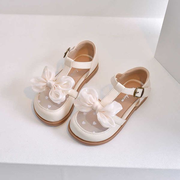 

sandals korean style lace bow girls princess shoes 2023 summer new girls kids casual leather shoes hollow half sandals children's shoes, Black;red