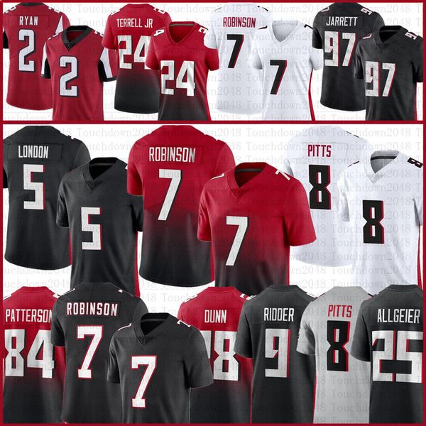 

7 bijan robinson drake london custom football jersey kyle pitts taylor heinicke cordarrelle patterson atlantas tyler allgeier koo falcon des, Black;red