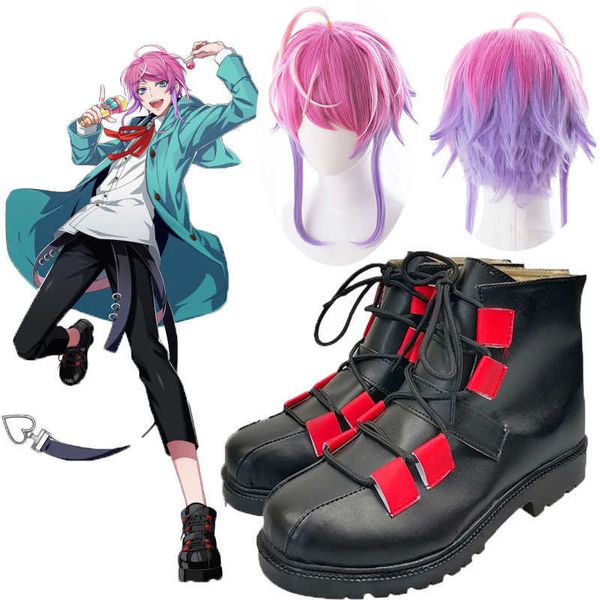 

cosplay wigs division rap battle hypnosis mic amemura ramuda short wig s cosplay s shoes boot halloween props synthetic hair wig cap j230427, Black