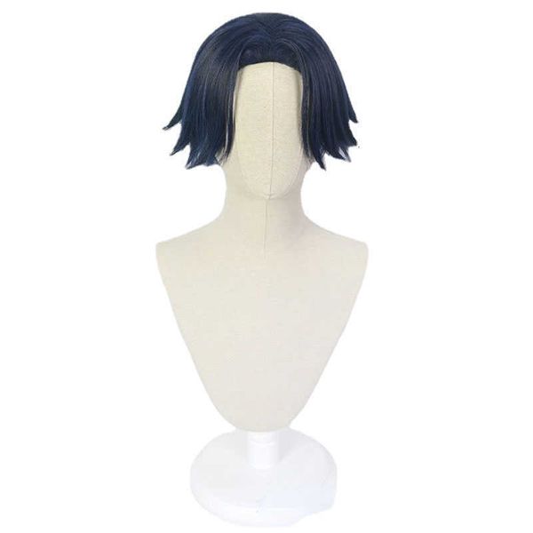 

cosplay wigs wig cosplay anime tokyo revengers hitto kakucho rambut serat biru tua wig j230427, Black