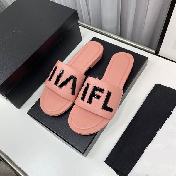 

women's sandal fashion classic flower channel flatsole slippers platform beach shoes ccity loafers gx8, Black