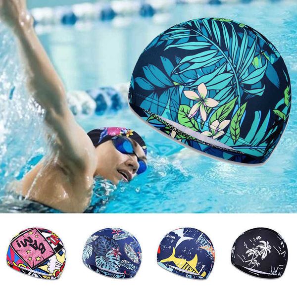 

swimming caps 2022 new soft swimming caps waterproof stretchable ears protection long hair sports swim pool hat bathing hat sport hats j2305