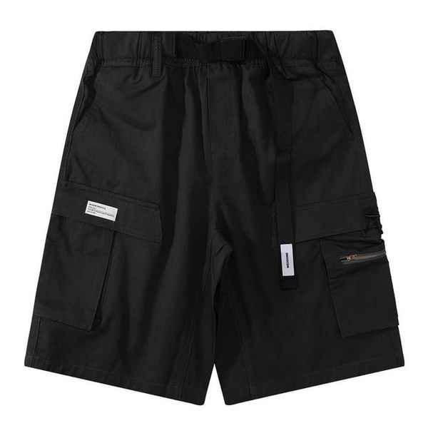 

men's shorts elastic waist with band men's cargo shorts high street shorts for men black grey j230503, White;black