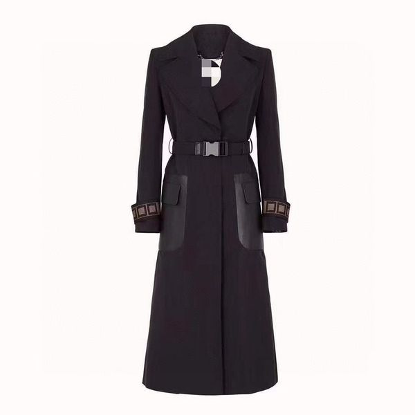 

f1005 autumn womens trench coats designer luxury women windbreaker body letter print jacket loose belt coat female casual long trenchs coat, Tan;black