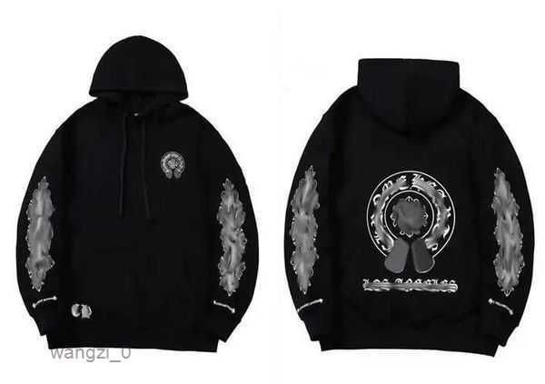 

men's hoodies & sweatshirts luxury heart designer chromes ch classic zipper hooded sweater cross flower sanskrit pattern fashion 9gqk, Black