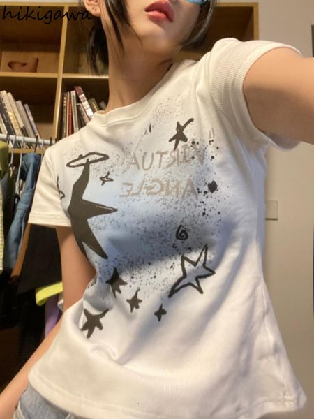 

camisoles tanks 2023 shirts for women star letter print summer tshirts o neck short sleeve tees fashion korean t shirt casual y2k female 23, Black;white