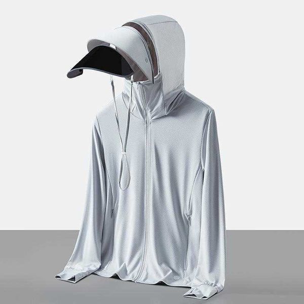 

summer sun jacket protective clothes mens and womens big brim detachable outdoor, Black;brown